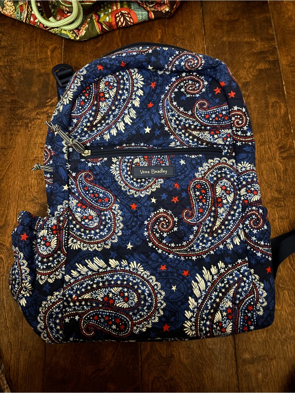 Vera Bradley Quilted Paisley Backpack in Navy, Red & White